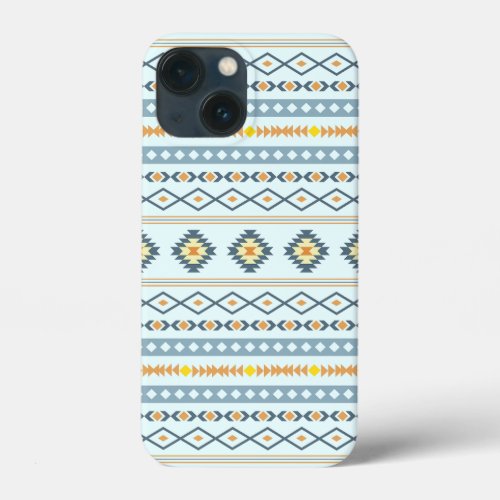 Aztec Blue Yellow Orange Mixed Motifs Pattern iPhone 13 Mini Case