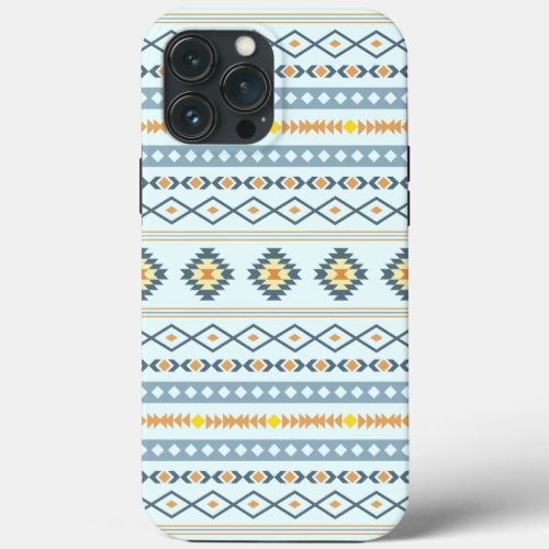 Aztec Blue Yellow Orange Mixed Motifs Pattern iPhone 13 Pro Max Case