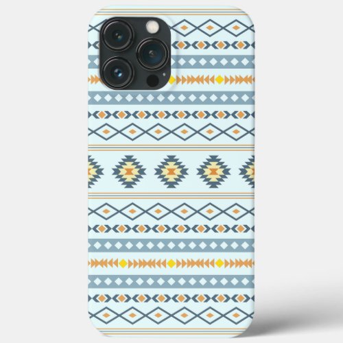 Aztec Blue Yellow Orange Mixed Motifs Pattern iPhone 13 Pro Max Case