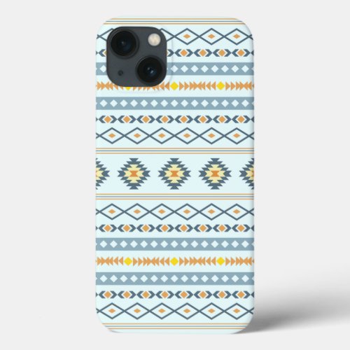 Aztec Blue Yellow Orange Mixed Motifs Pattern iPhone 13 Case