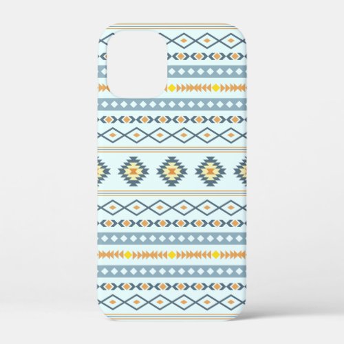 Aztec Blue Yellow Orange Mixed Motifs Pattern iPhone 12 Mini Case