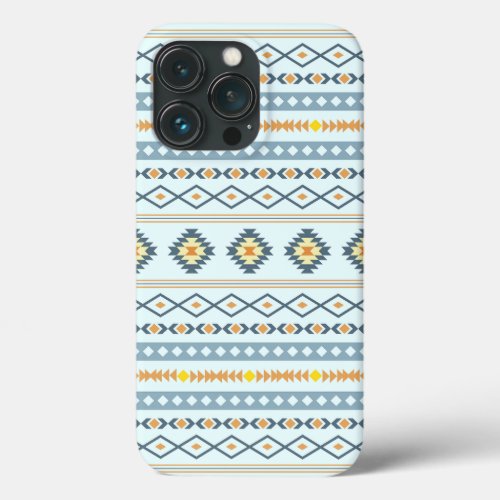 Aztec Blue Yellow Orange Mixed Motifs Pattern iPhone 13 Pro Case