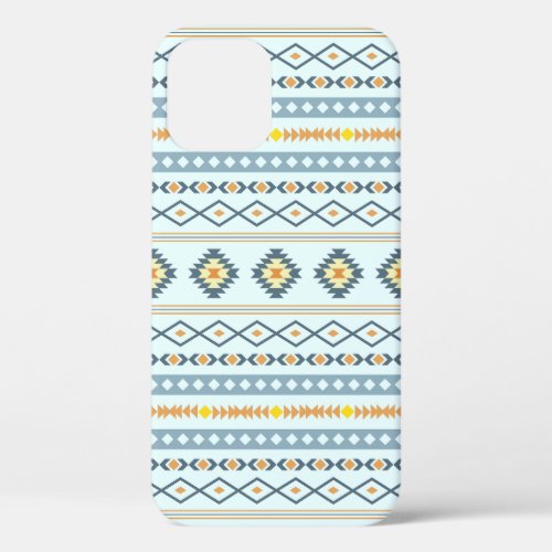 Aztec Blue Yellow Orange Mixed Motifs Pattern iPhone 12 Case