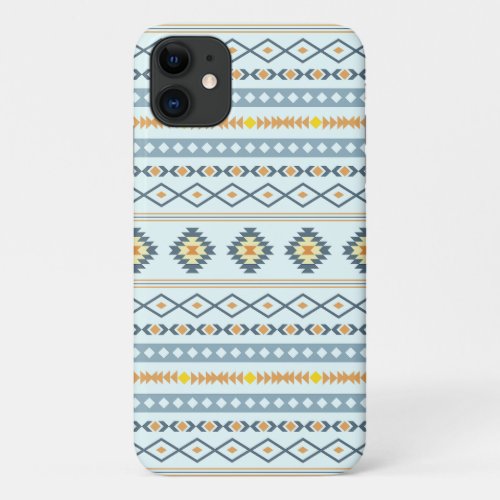 Aztec Blue Yellow Orange Mixed Motifs Pattern iPhone 11 Case