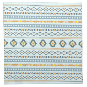 Aztec Blue Yellow Orange Mixed Motifs Pattern Cloth Napkin