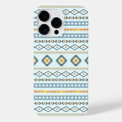 Aztec Blue Yellow Orange Mixed Motifs Pattern iPhone 14 Pro Max Case