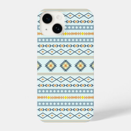 Aztec Blue Yellow Orange Mixed Motifs Pattern iPhone 14 Case