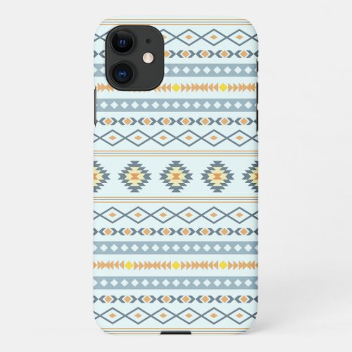 Aztec Blue Yellow Orange Mixed Motifs Pattern iPhone 11 Case