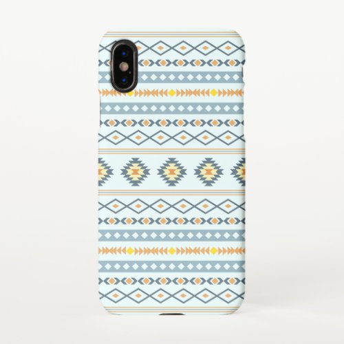 Aztec Blue Yellow Orange Mixed Motifs Pattern iPhone X Case