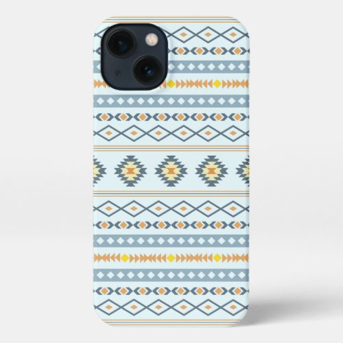 Aztec Blue Yellow Orange Mixed Motifs Pattern iPhone 13 Case