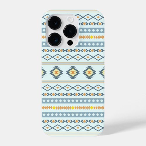 Aztec Blue Yellow Orange Mixed Motifs Pattern iPhone 14 Pro Case