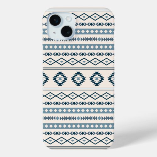 Aztec Blues Cream Mixed Motifs Pattern iPhone 15 Plus Case