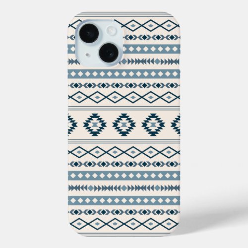 Aztec Blues Cream Mixed Motifs Pattern iPhone 15 Case