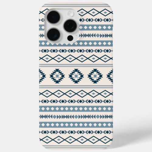 Aztec Blues Cream Mixed Motifs Pattern iPhone 15 Pro Max Case