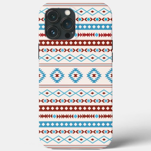 Aztec Blues Red Cream Mixed Motifs Pattern iPhone 13 Pro Max Case