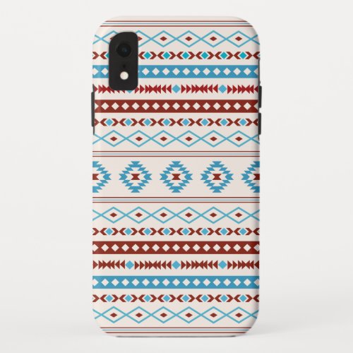 Aztec Blues Red Cream Mixed Motifs Pattern iPhone XR Case