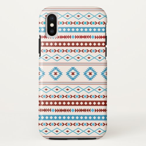 Aztec Blues Red Cream Mixed Motifs Pattern iPhone XS Case