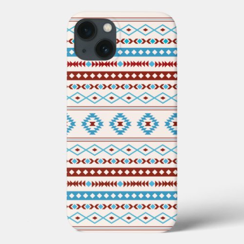 Aztec Blues Red Cream Mixed Motifs Pattern iPhone 13 Case