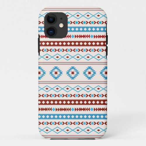 Aztec Blues Red Cream Mixed Motifs Pattern iPhone 11 Case