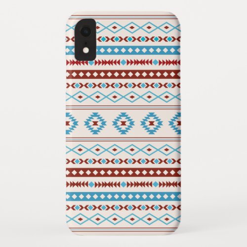 Aztec Blues Red Cream Mixed Motifs Pattern iPhone XR Case