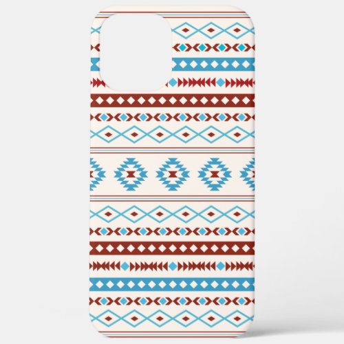 Aztec Blues Red Cream Mixed Motifs Pattern iPhone 12 Pro Max Case