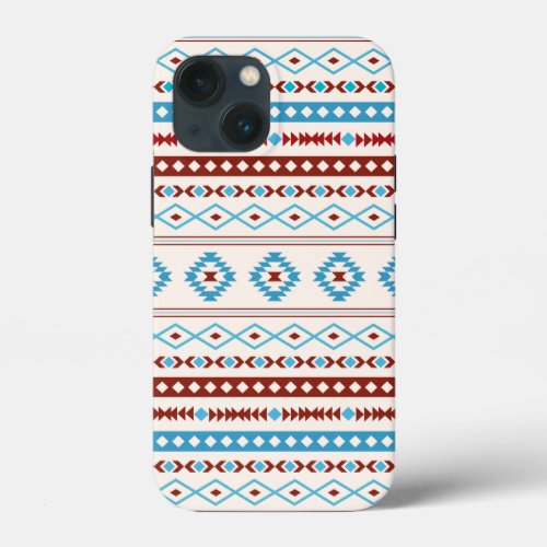 Aztec Blues Red Cream Mixed Motifs Pattern iPhone 13 Mini Case
