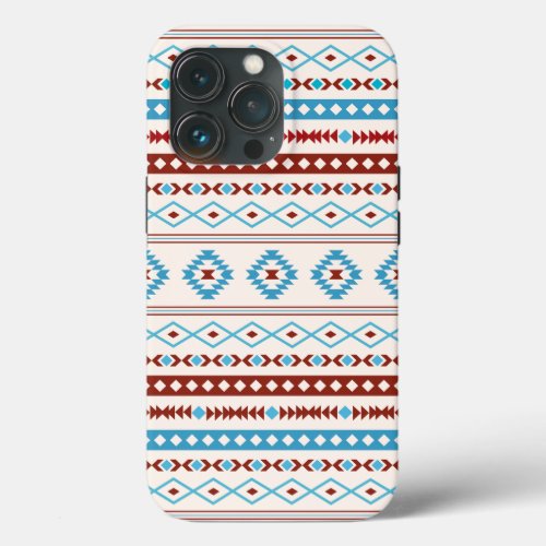 Aztec Blues Red Cream Mixed Motifs Pattern iPhone 13 Pro Case