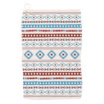Aztec Blues Red Cream Mixed Motifs Pattern Golf Towel