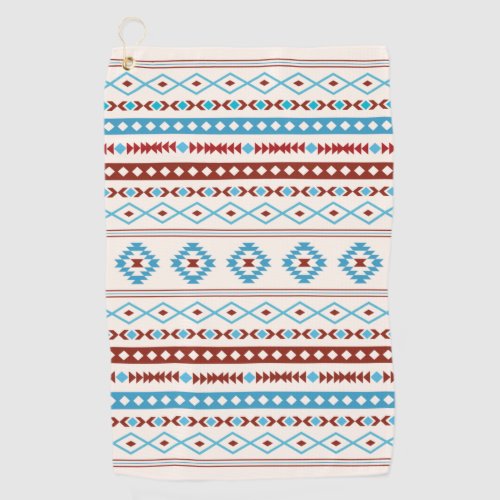 Aztec Blues Red Cream Mixed Motifs Pattern Golf Towel