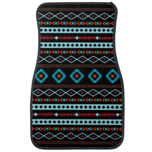 Aztec Blues Reds Black Mixed Motifs Pattern Car Floor Mat