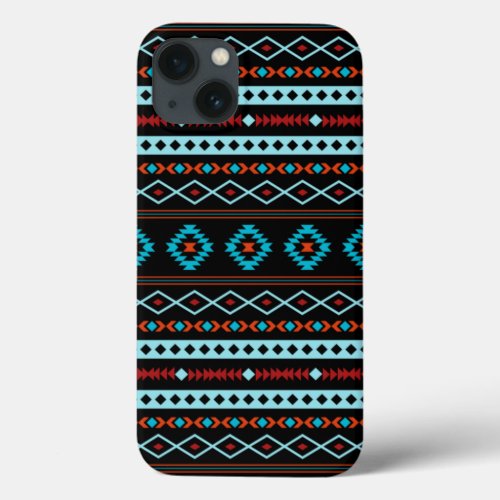 Aztec Blues Reds Black Mixed Motifs Pattern Case_M iPhone 13 Case