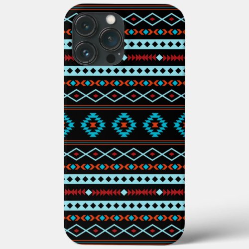 Aztec Blues Reds Black Mixed Motifs Pattern Case_M iPhone 13 Pro Max Case