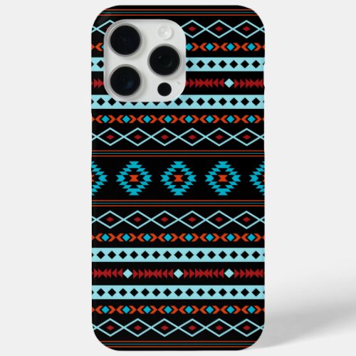 Aztec Blues Reds Black Mixed Motifs Pattern iPhone 15 Pro Max Case