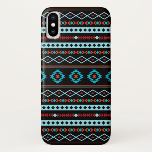 Aztec Blues Reds Black Mixed Motifs Pattern iPhone X Case
