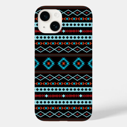 Aztec Blues Reds Black Mixed Motifs Pattern Case_Mate iPhone 14 Case