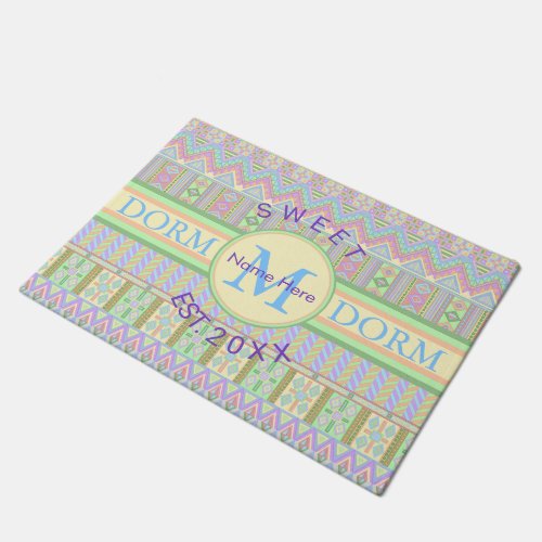 Aztec Boho Pastels Monogram Cute Dorm Sweet Dorm Doormat