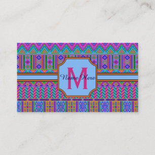 Aztec Bright Tribal Monogram Business Or Personal Card