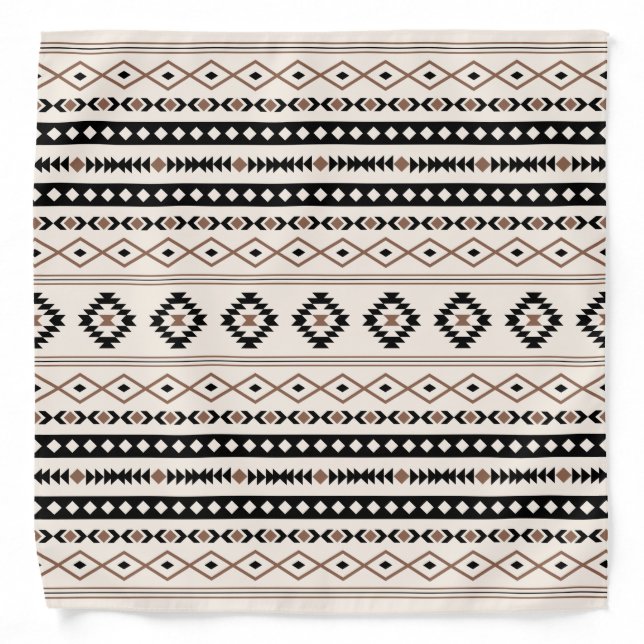 Aztec Brown Black Cream Mixed Motifs Pattern Bandana (Front)