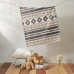 Aztec Brown Black Cream Mixed Motifs Pattern Beach Baby Blanket