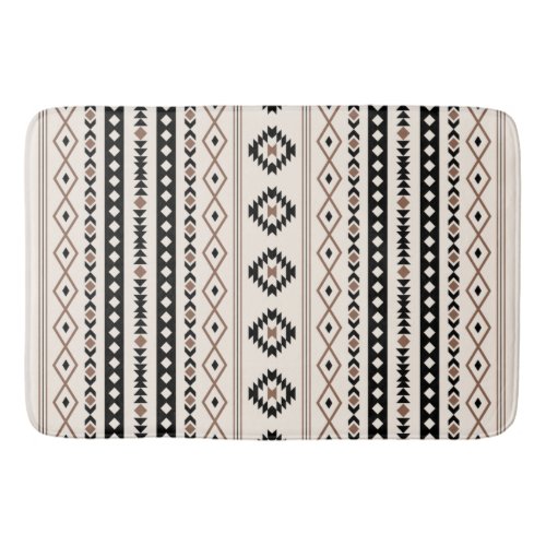 Aztec Brown Black Cream Mixed Motifs Pattern Beach Bath Mat