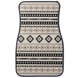 Aztec Brown Black Cream Mixed Motifs Pattern Beach Car Floor Mat
