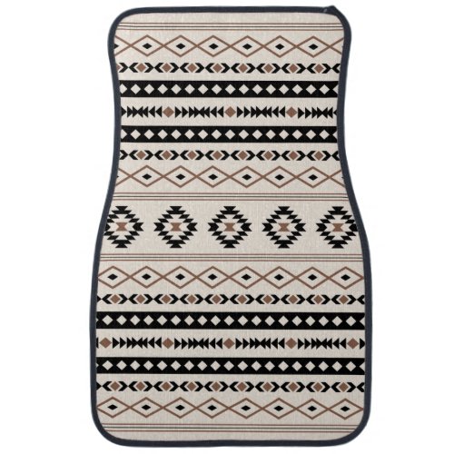 Aztec Brown Black Cream Mixed Motifs Pattern Beach Car Floor Mat