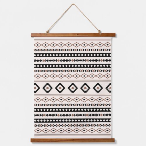 Aztec Brown Black Cream Mixed Motifs Pattern Beach Hanging Tapestry