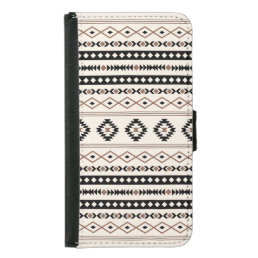 Aztec Brown Black Cream Mixed Motifs Pattern Beach Samsung Galaxy S5 Wallet Case