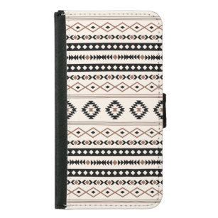 Aztec Brown Black Cream Mixed Motifs Pattern Beach Samsung Galaxy S5 Wallet Case