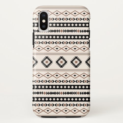 Aztec Brown Black Cream Mixed Motifs Pattern iPhone XS Case