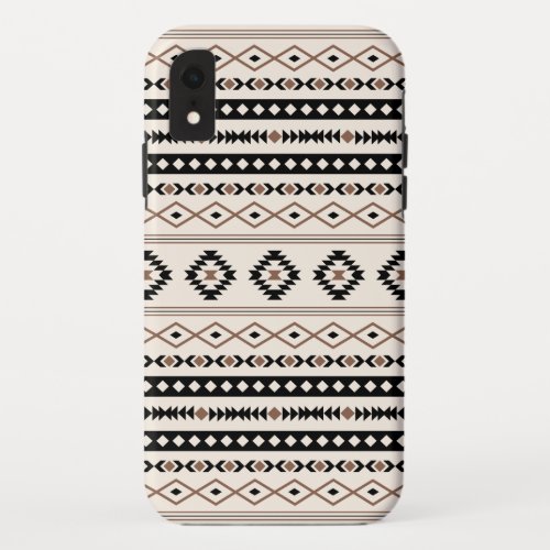 Aztec Brown Black Cream Mixed Motifs Pattern iPhone XR Case