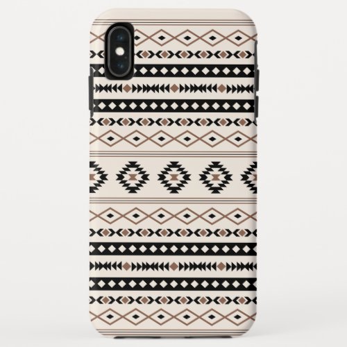Aztec Brown Black Cream Mixed Motifs Pattern iPhone XS Max Case