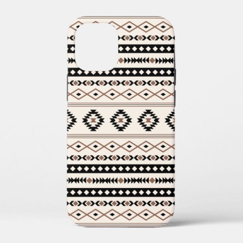 Aztec Brown Black Cream Mixed Motifs Pattern iPhone 12 Mini Case
