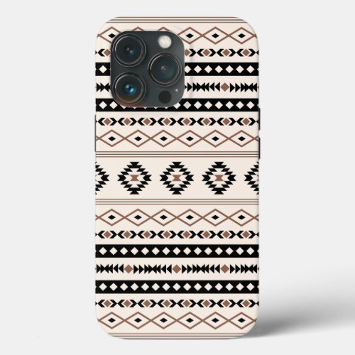 Aztec Brown Black Cream Mixed Motifs Pattern iPhone 13 Pro Case